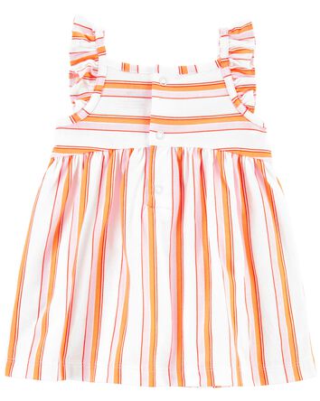 Baby 2-Piece Orange Striped Dress and Diaper Cover Set, 