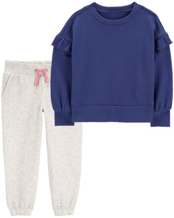 Toddler 2-Piece Fleece Crew Neck Sweatshirt & Joggers Set, 