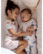 Baby Whale Print Zip-Up PurelySoft Sleep & Play Pajamas, image 2 of 3 slides