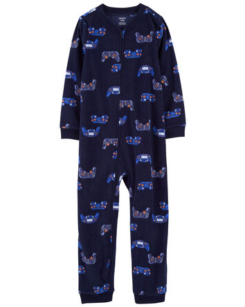 Kid 1-Piece Video Games Fleece Footless Pajamas, 
