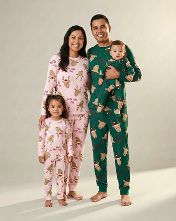 Baby Girl Reindeer 100% Cotton Snug Fit 2-Way Zip Sleep & Play Pajamas - Pink, 