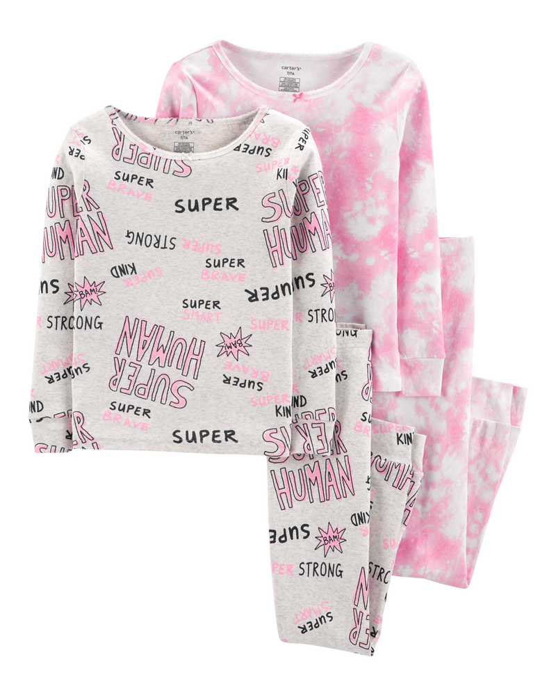 Kid 4-Piece Tie-Dye 100% Snug Fit Cotton Pajamas, image 1 of 4 slides