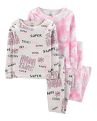 Kid 4-Piece Tie-Dye 100% Snug Fit Cotton Pajamas, image 1 of 4 slides