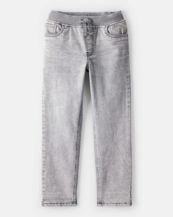 Boys Denim Pull-On Straight Jeans - Grey Wash, 