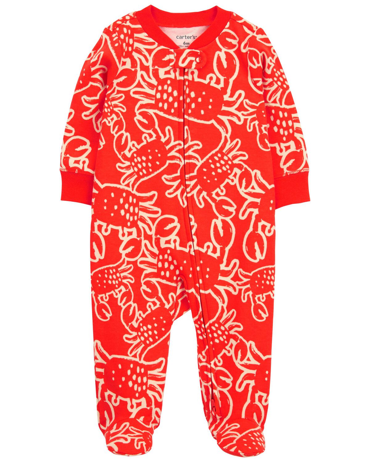 Baby 2-Way Zip Crab Cotton Sleep & Play Pajamas