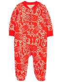 White/Orange - Baby 2-Way Zip Crab Cotton Sleep & Play Pajamas