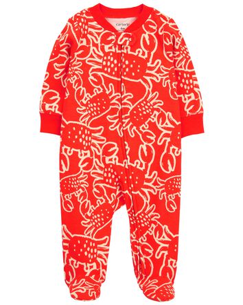 Baby 2-Way Zip Crab Cotton Sleep & Play Pajamas, 