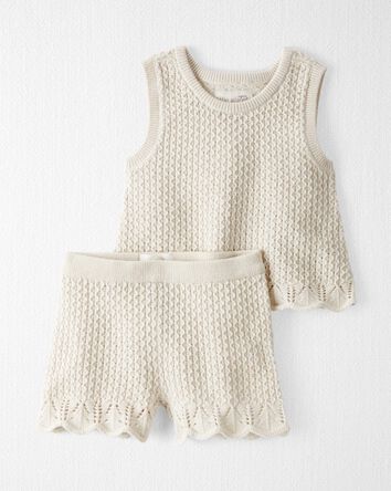 Baby 2-Piece Organic Cotton Crochet Knit Set, 