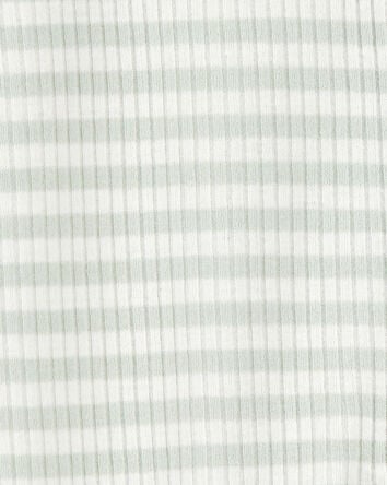 Baby Boy Striped 2-Way Zip Ribbed Sleep & Play Pajamas - Green/White, 