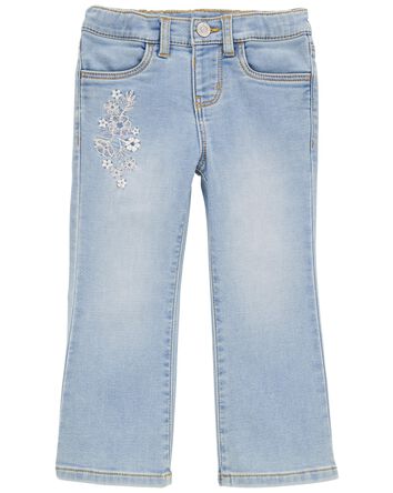 Baby Embroidered Flowers Iconic Denim Flare Jeans, 