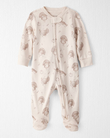 Baby Organic Cotton Sleep & Play Pajamas in Turkey Gobbler Print, 