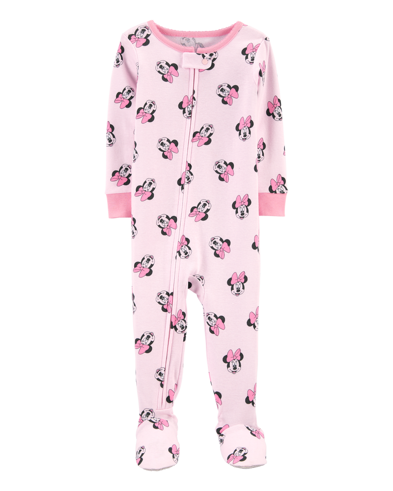 Toddler 1-Piece Minnie Mouse 100%  Cotton Footie Pajamas, image 1 of 4 slides