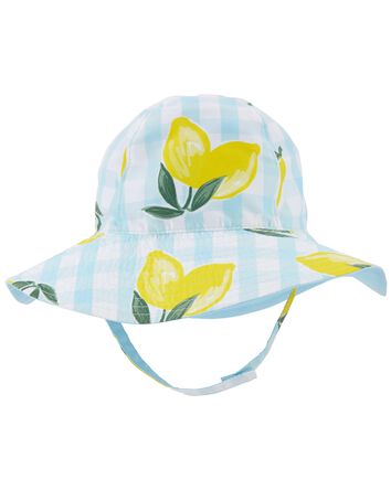 Baby Reversible Lemon Gingham Sun Hat, 