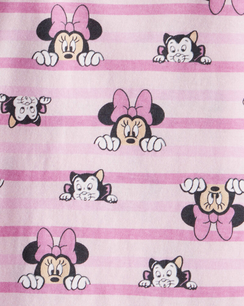 Toddler Striped Minnie Short Sleeve Graphic Tee - Pink, image 2 of 2 slides