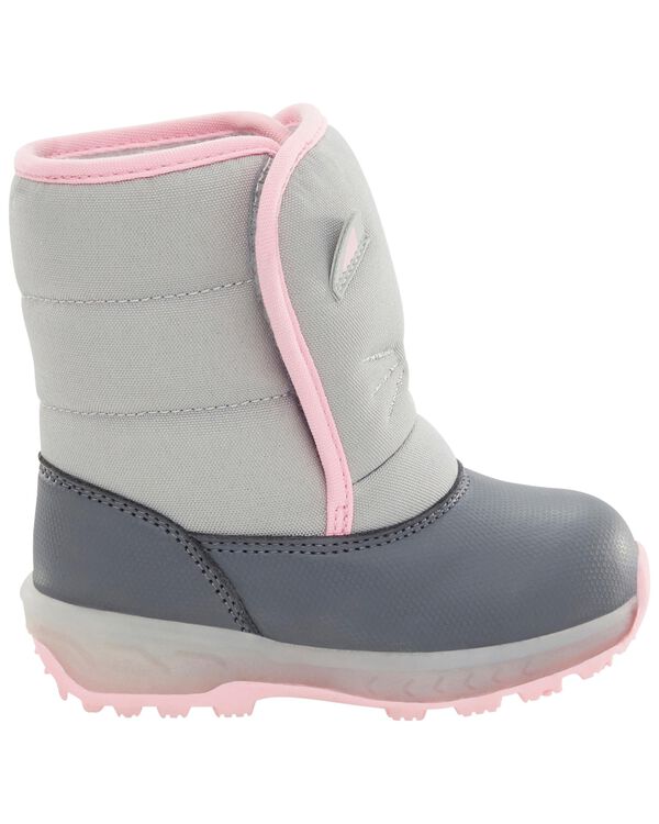 Grey Toddler Cat LightUp Snow Boots