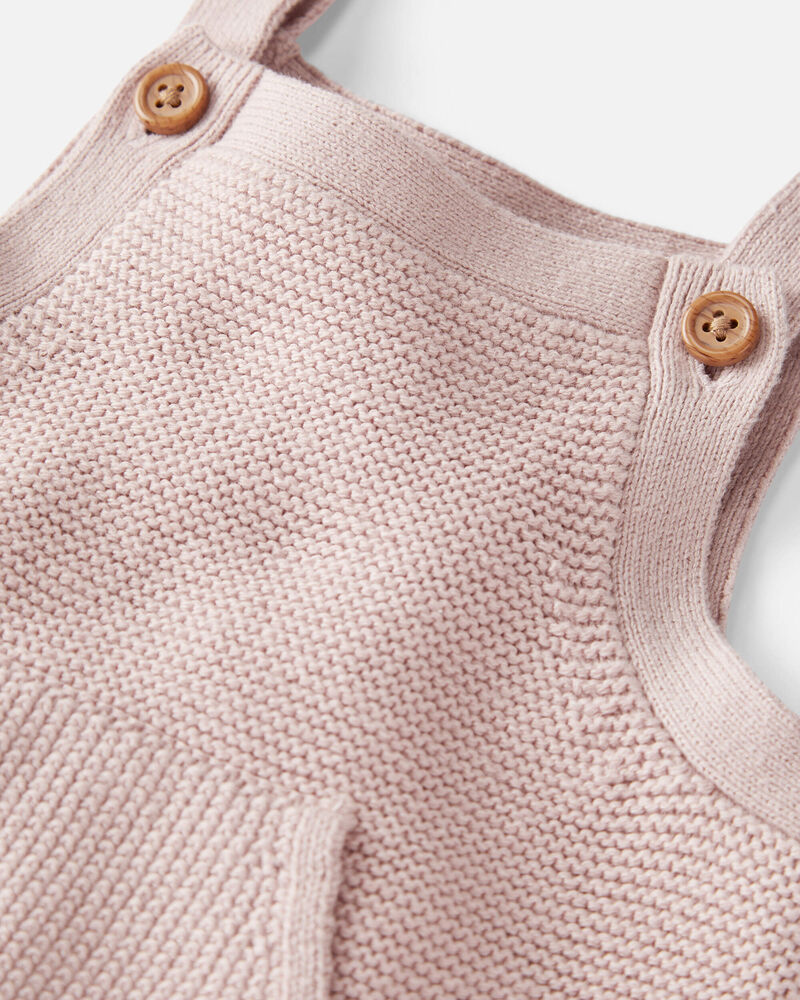Baby Organic Cotton Sweater Knit Overalls in Perfect Pink, image 4 of 5 slides