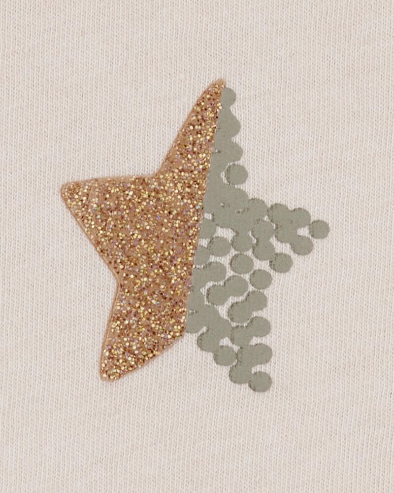 Toddler Girl Star-Print Short-Sleeve Graphic Tee - Cream, image 2 of 3 slides
