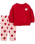 Baby 2-Piece Heart Sweatshirt & Pant Set, image 1 of 4 slides