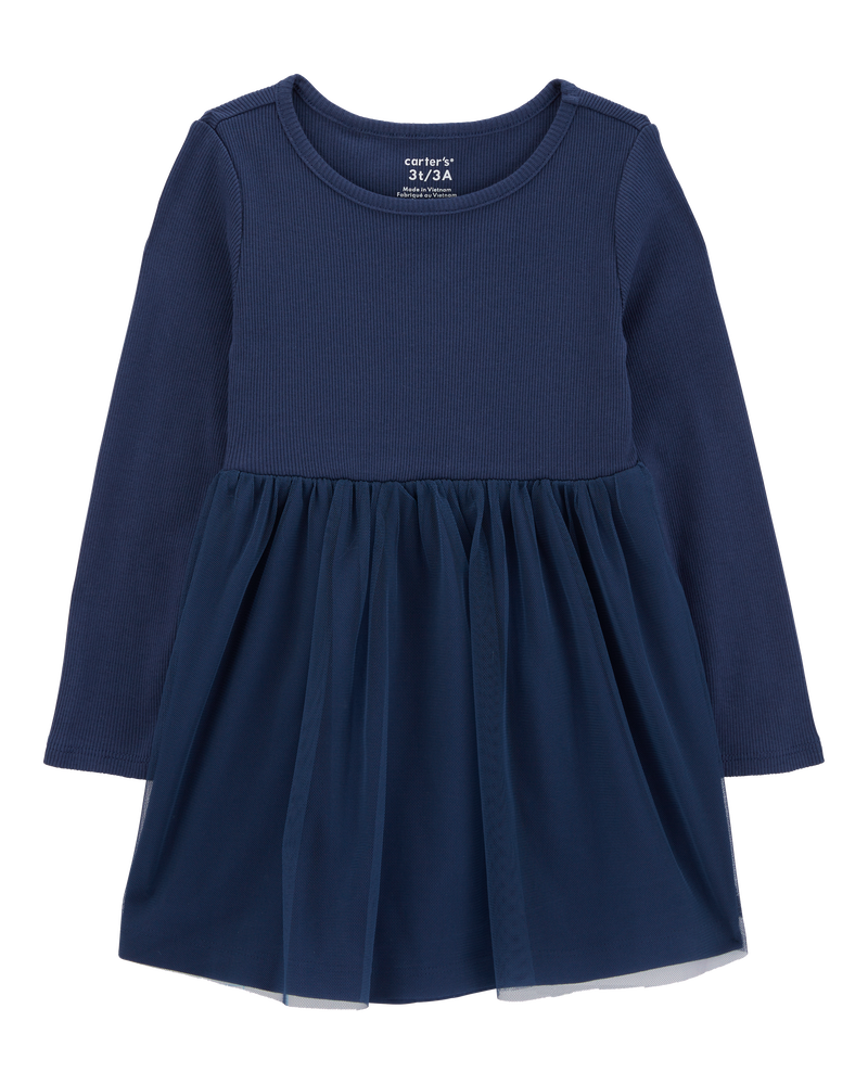 Navy Toddler Tulle Long Sleeve Jersey Dress carters