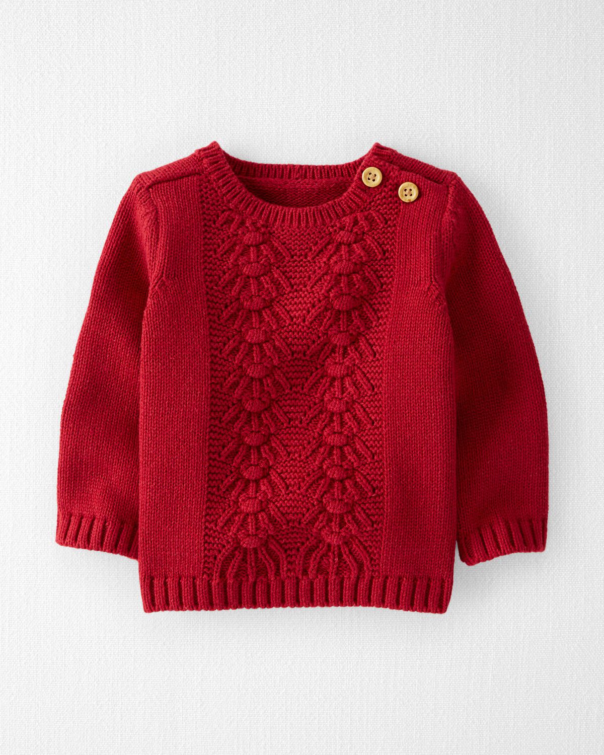 Baby Organic Cotton Cable Knit Sweater in Red