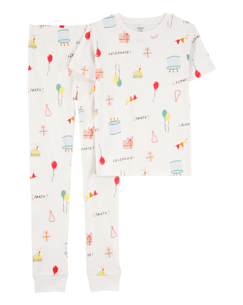 Kid 2-Piece Birthday 100% Snug Fit Cotton Pajamas - Ivory, 