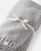 Baby Organic Cotton Textured Knit Blanket in Gray, image 2 of 4 slides