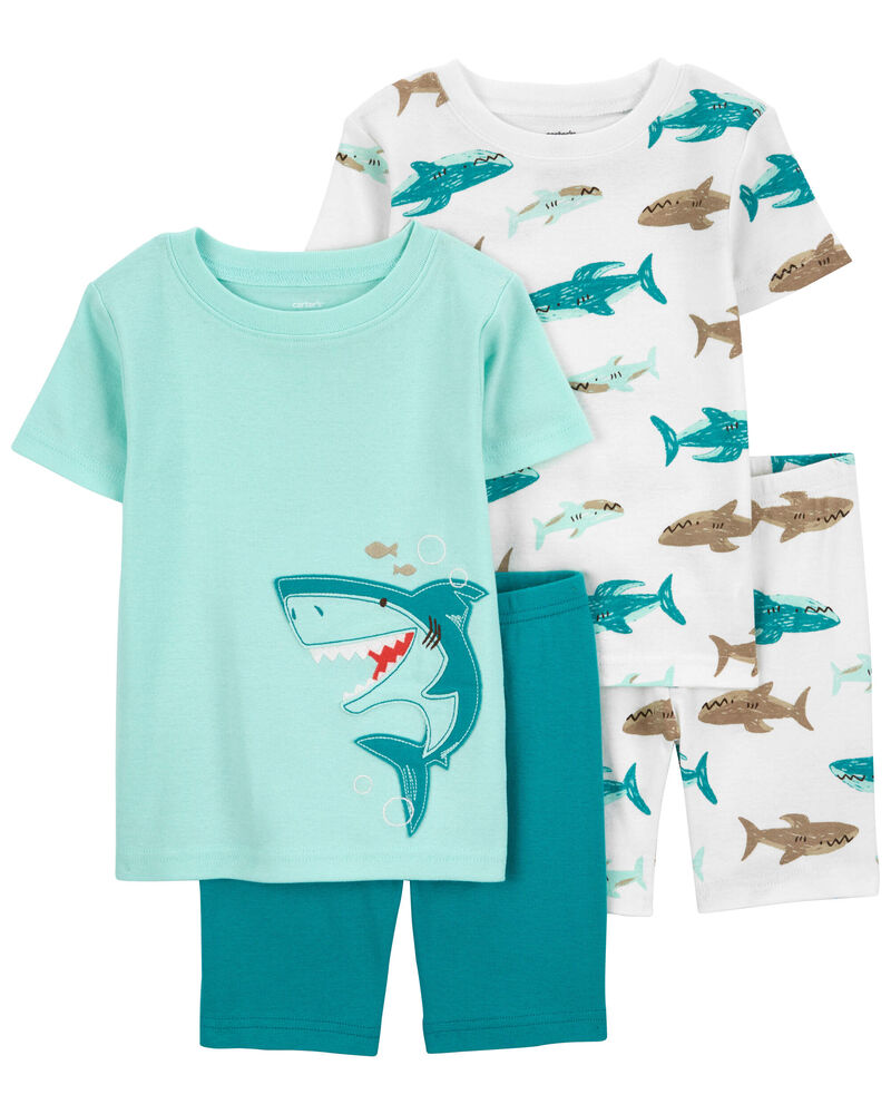 Toddler 4-Piece Shark 100% Snug Fit Cotton Pajamas, image 1 of 3 slides
