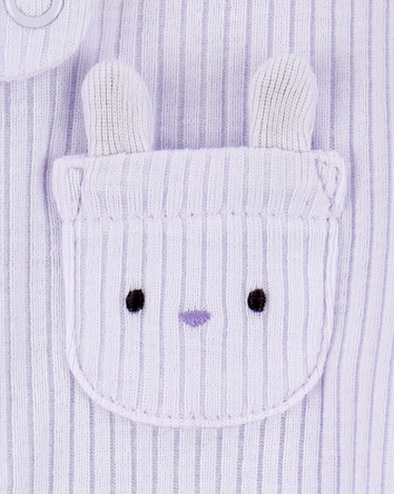 Baby Bunny 2-Way Zip Ribbed Sleep & Play Pajamas - Purple, 