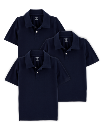 Kid 3-Pack Pique Uniform Polo Shirts - Navy, 