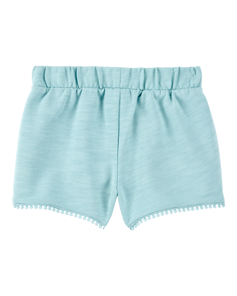 Toddler 2-Piece Floral Ribbed Tank Top & Pom Pom Dolphin Shorts Set - Turquoise, image 5 of 7 slides