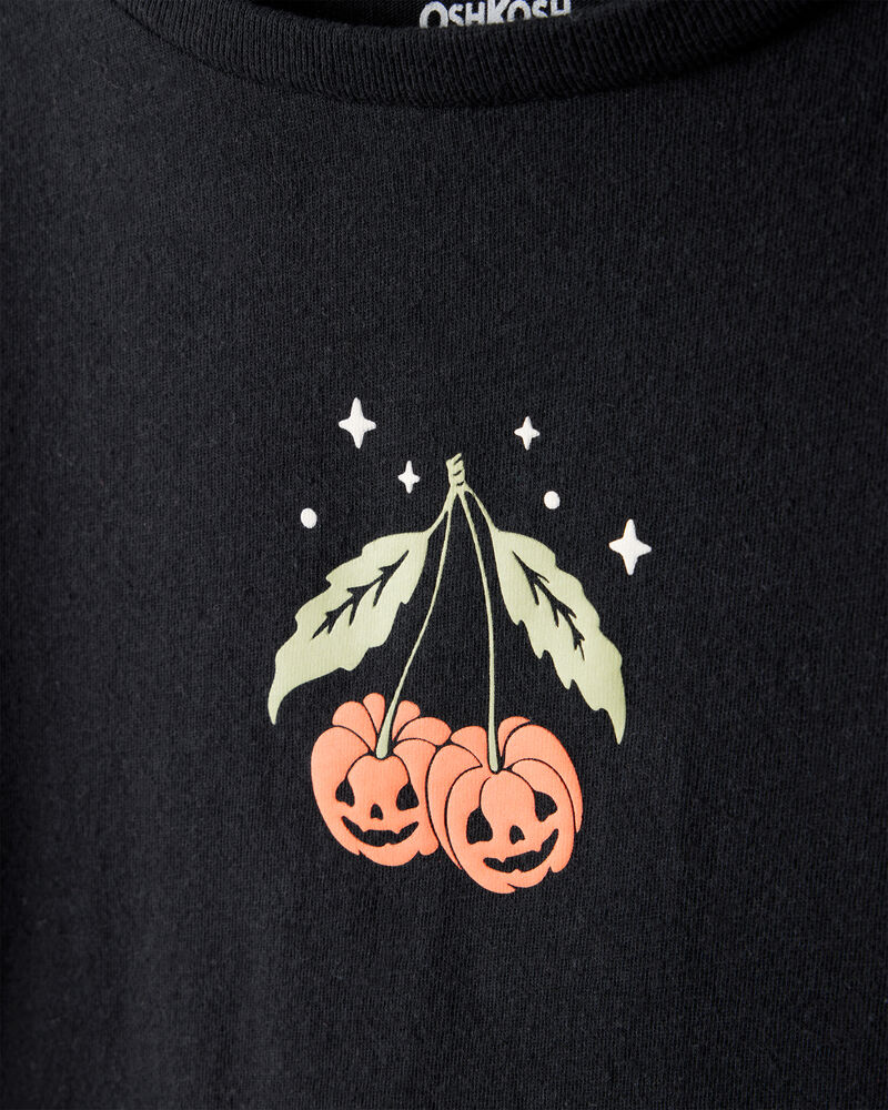 Girls Halloween Pumpkin Long-Sleeve Graphic Tee - Black, image 2 of 3 slides
