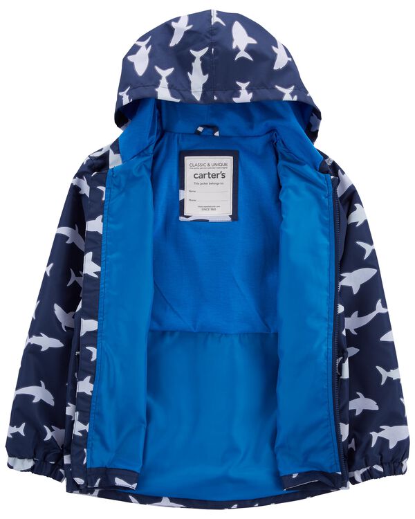 Navy Kid Shark ColorChanging Rain Jacket