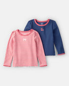 Toddler Girl 2-Pack Long-Sleeve Tops - Blue/Pink, image 1 of 6 slides