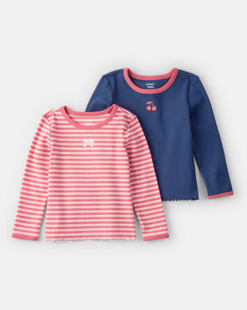 Toddler Girl 2-Pack Long-Sleeve Tops - Blue/Pink, 