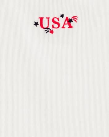 Kid 2-Piece 4th Of July USA Tank & Flowy Pull-On Shorts Set - White/Navy, 