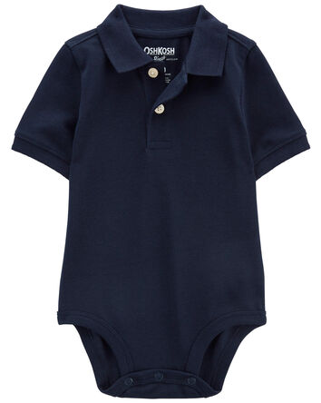 Baby Navy Piqué Polo Bodysuit, 