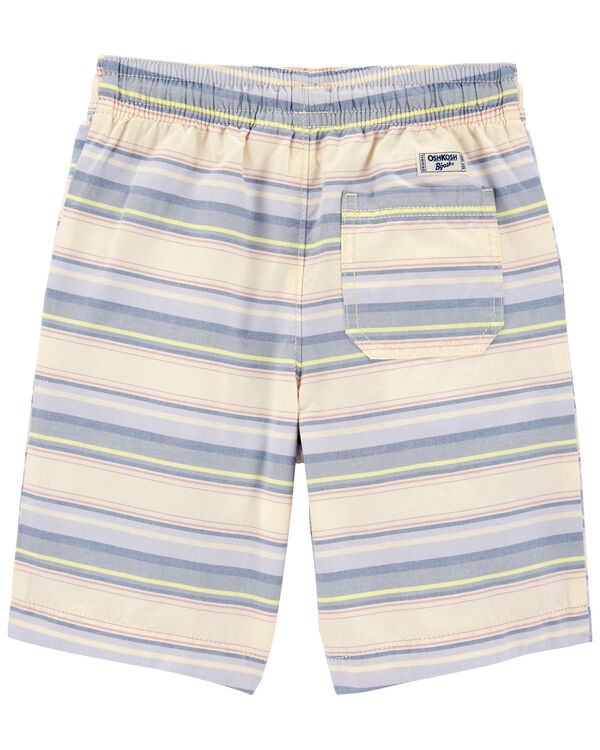 Kid Baja Striped Drawstring Canvas Shorts
