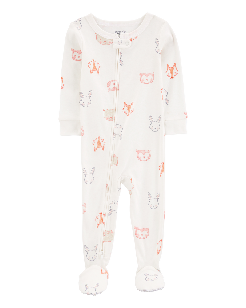 Toddler 1-Piece Animals 100% Snug Fit Cotton Footie Pajamas, image 1 of 4 slides