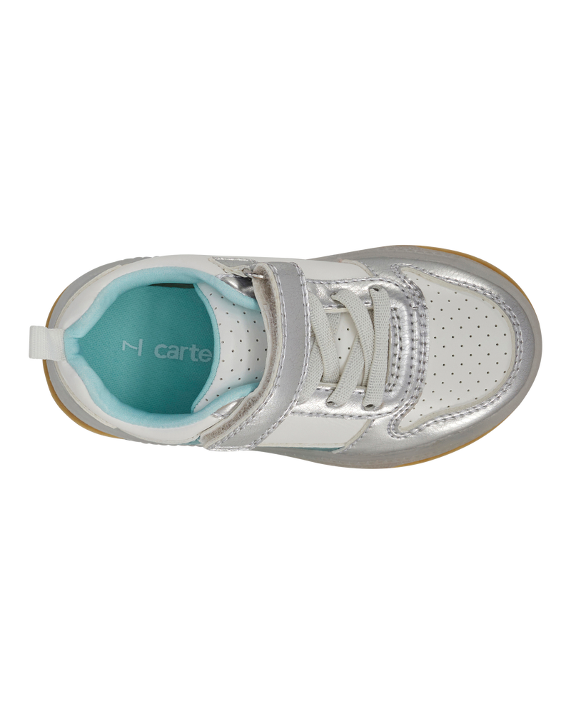 Toddler Light Up Metallic Sneakers - Silver/Aqua, image 5 of 8 slides