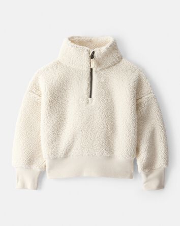 Toddler Girl Sherpa Quarter-Zip Pullover Sweatshirt - Cream, 