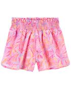 Kid Smocked Shorts in Moisture Wicking Active Fabric, image 1 of 3 slides