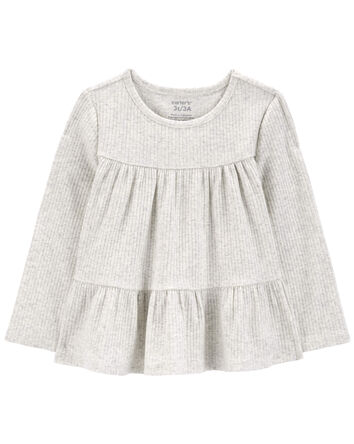 Baby Tiered Long-Sleeve Ribbed Top, 