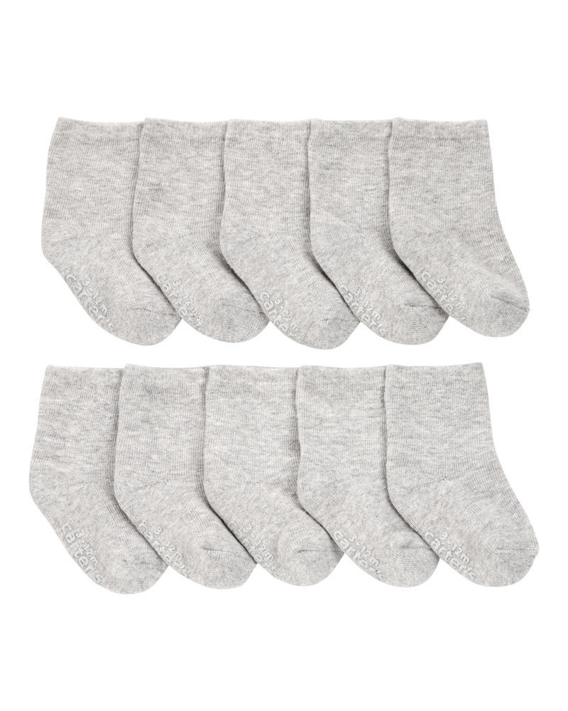Baby 10-Pack Crew Socks - Grey, image 1 of 3 slides
