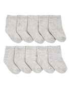 Baby 10-Pack Crew Socks - Grey, image 1 of 3 slides