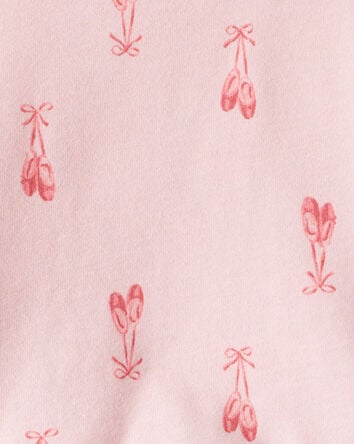 Baby Girl Ballet Slippers Long-Sleeve Peplum Top - Pink, 