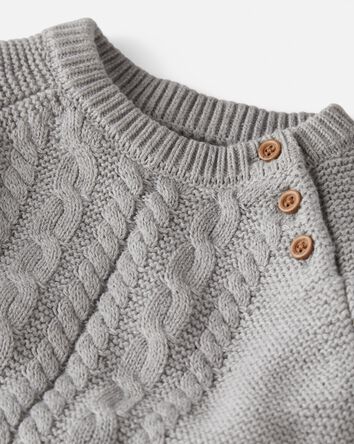 Baby Organic Cotton Sweater Knit 2-Piece Set in Heather Gray, 