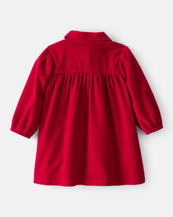 Baby Girl Corduroy Long-Sleeve Dress - Red, 