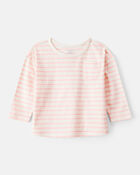 Baby Girl Striped Long-Sleeve Top - Pink, image 1 of 3 slides
