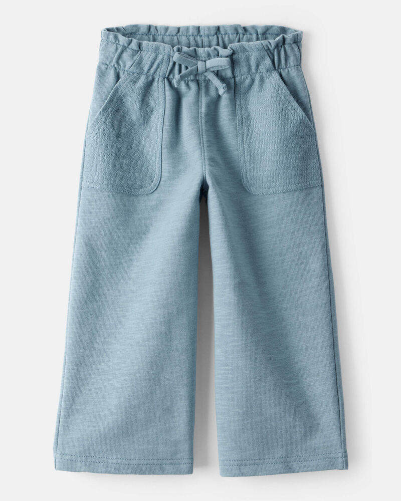 Toddler Girl 100% Cotton Wide-Leg Pants - Blue, image 1 of 3 slides