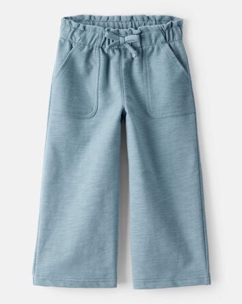 Toddler Girl 100% Cotton Wide-Leg Pants - Blue, 